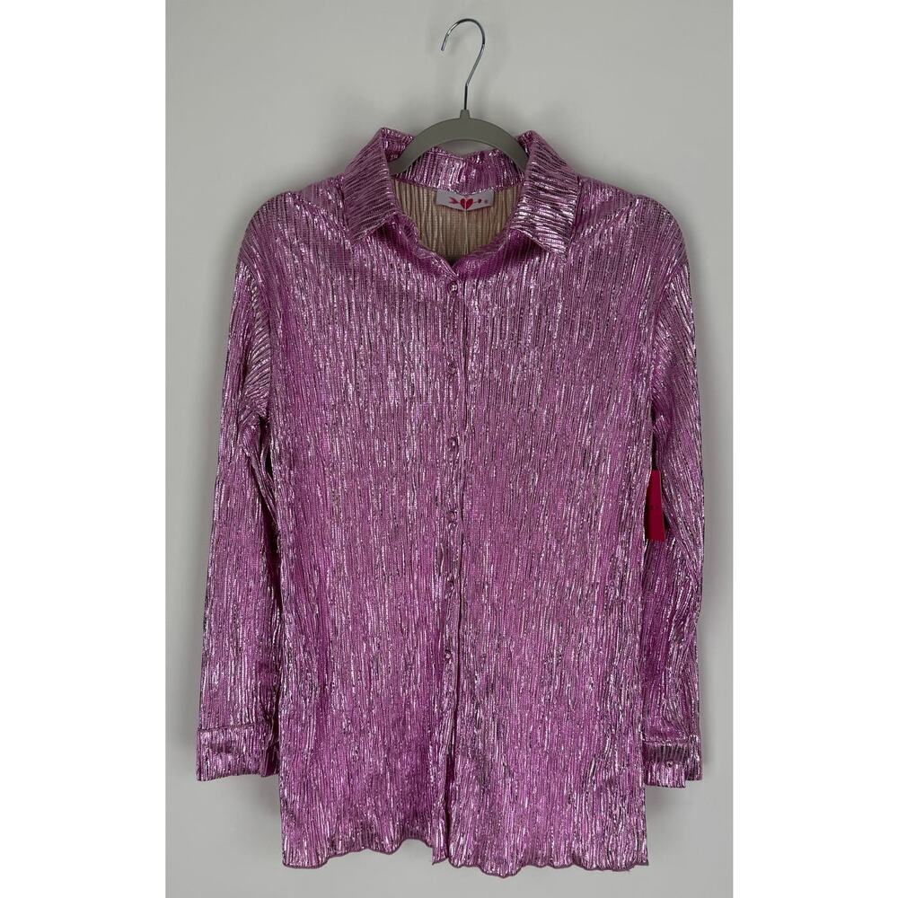 Buddy Love Veronica Textured Shorts Outfit Set Pink Metallic Womens Small New - Picture 4 of 14